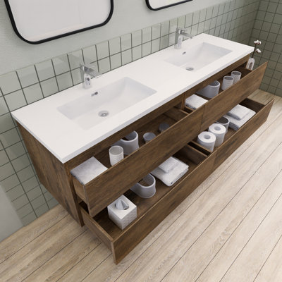 Alcester 71'' Double Bathroom Vanity with Resin Top