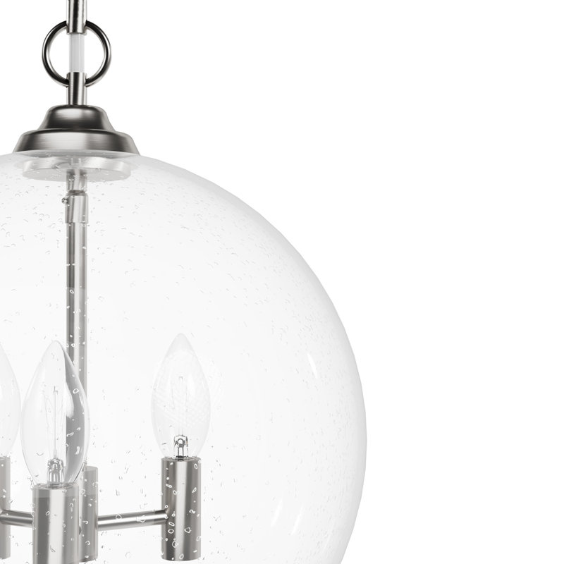 High Oaks 3 Light Globe Pendant, Brushed Nickel
