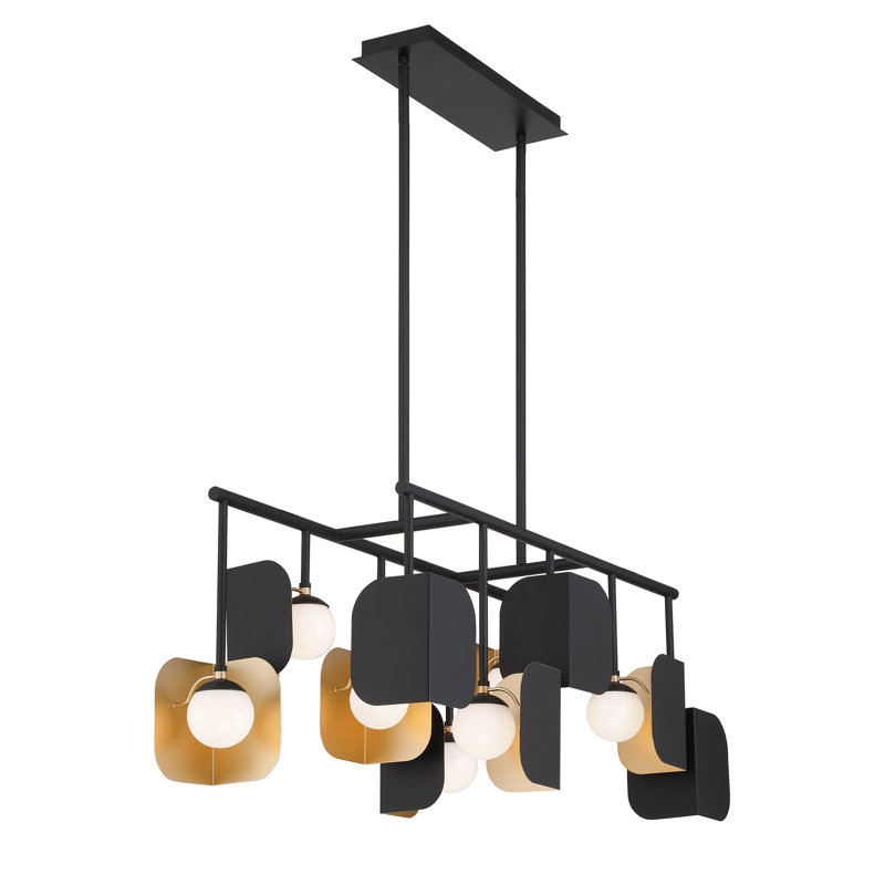 Lustre corniche blanc doré et noir 10 L 45 po