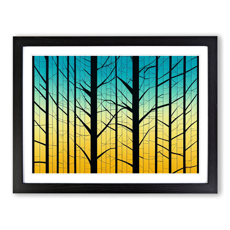 Exceptional Abstract Forest - Single Picture Frame Painting, Black, 46cm H x 64cm W x 2cm D