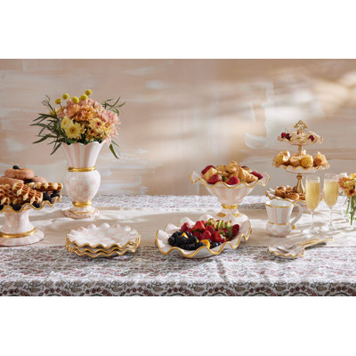 Rosy Check Ceramic Three Tier Sweet Stand