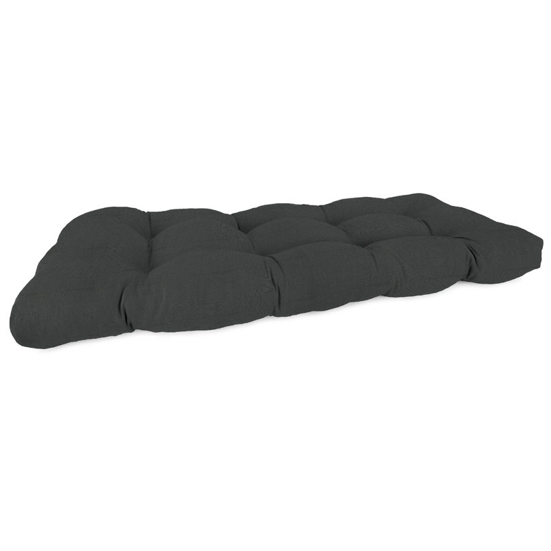 43" x 19" Contoured Outdoor Wicker Bench Cushion, Gray