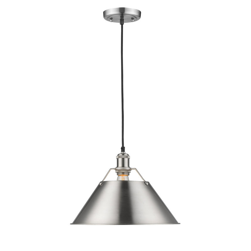 Luminaire suspendu conique à 1 lumière Weatherford, Étain, Étain, H 131,5 po x l 14 po x P 14 po