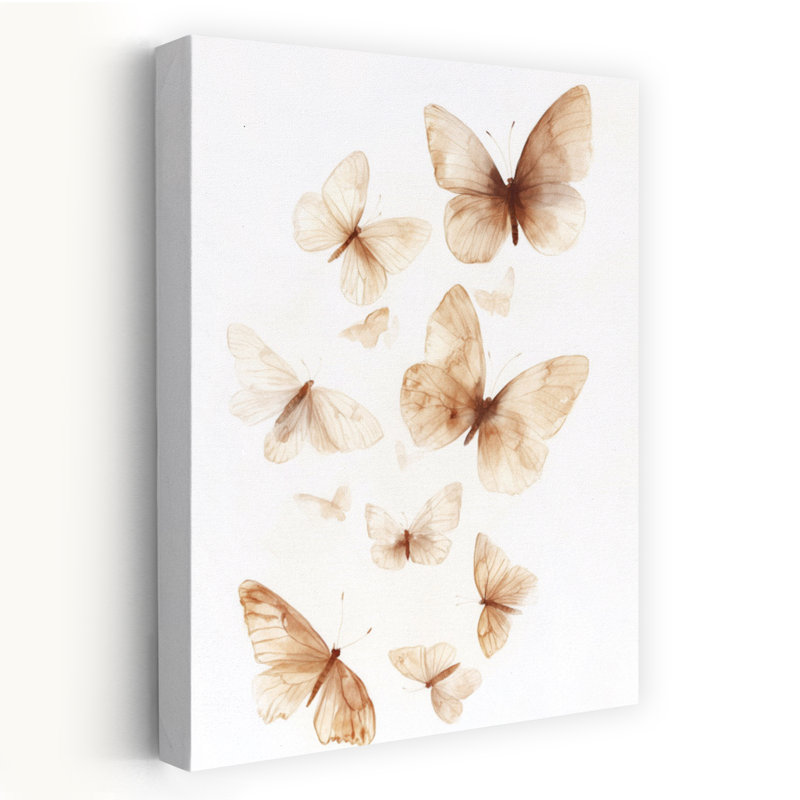 Ethereal Butterfly Flight Delicate Elegant Ethereal Butterfly Nature Wall Art Print by Mathieu - Wrapped Canvas Print