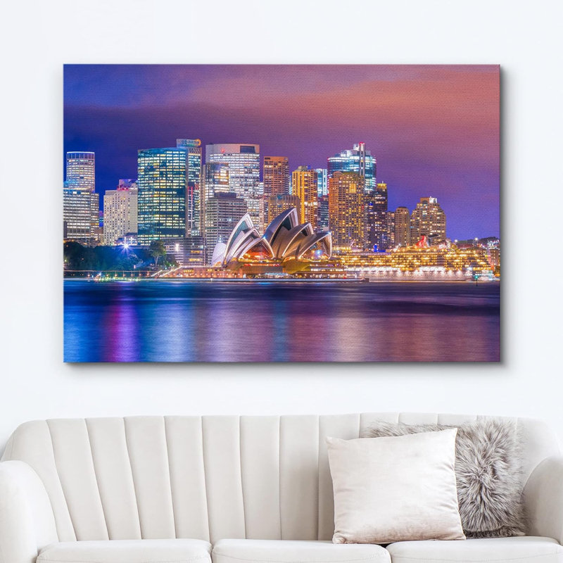 Architecture, bâtiment, «Neon Light, coucher de soleil, Sydney, Australie, architecture, paysage urbain, photographie, paysage moderne»