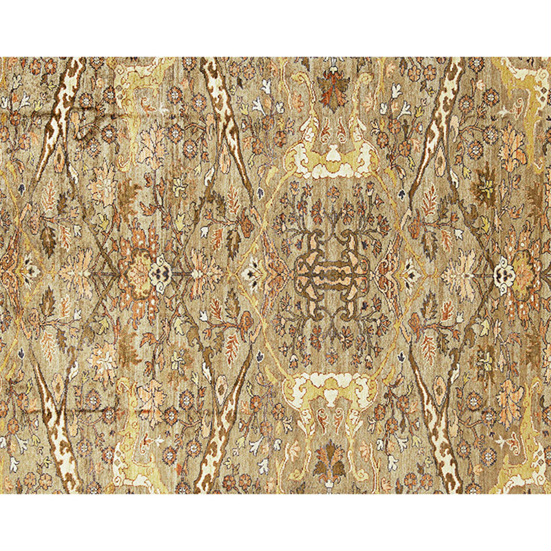 Hand Knotted Cotton Area Rug in Camel And Ivory