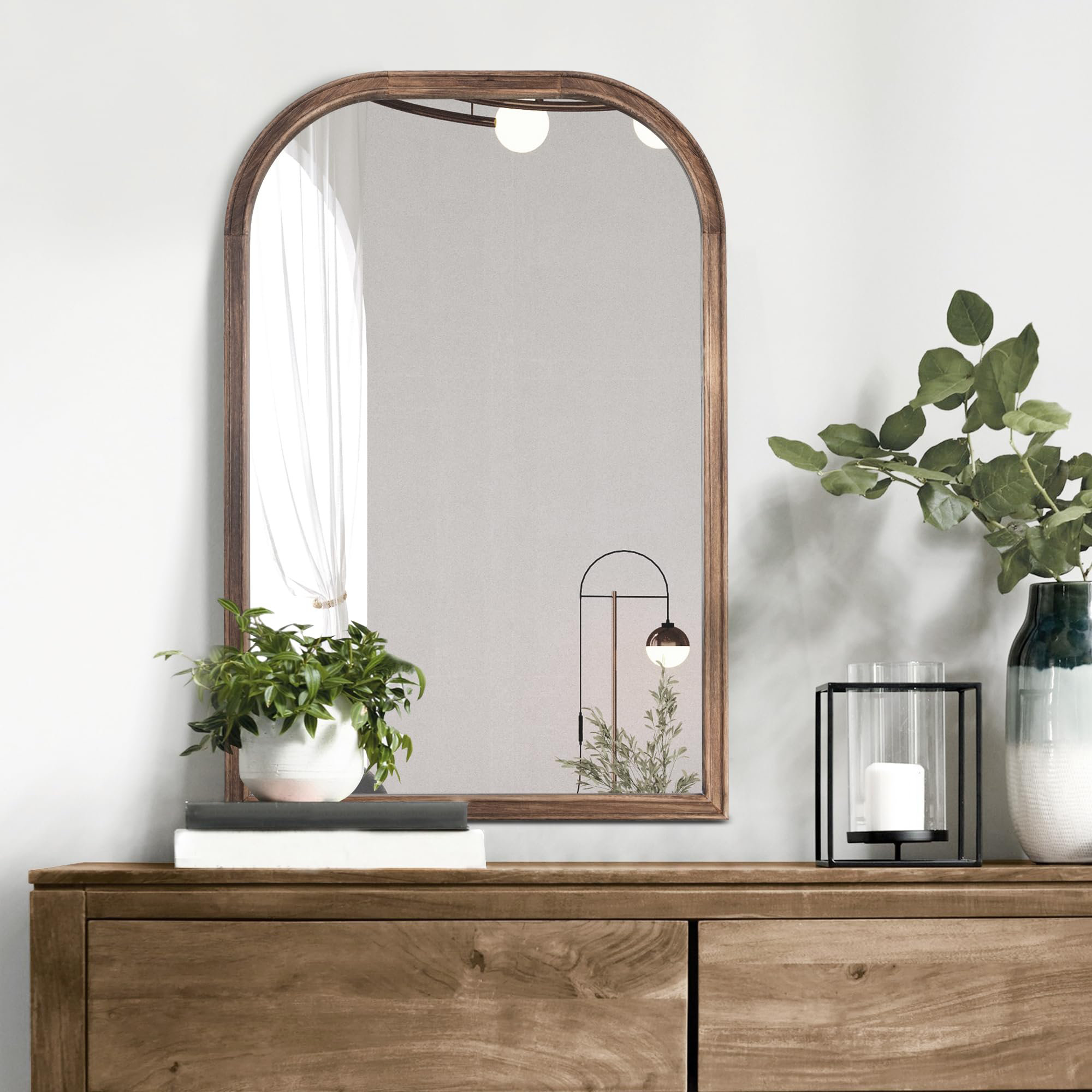Gracie Oaks Alexssa Solid Wood Arch Wall Mirror Wayfair