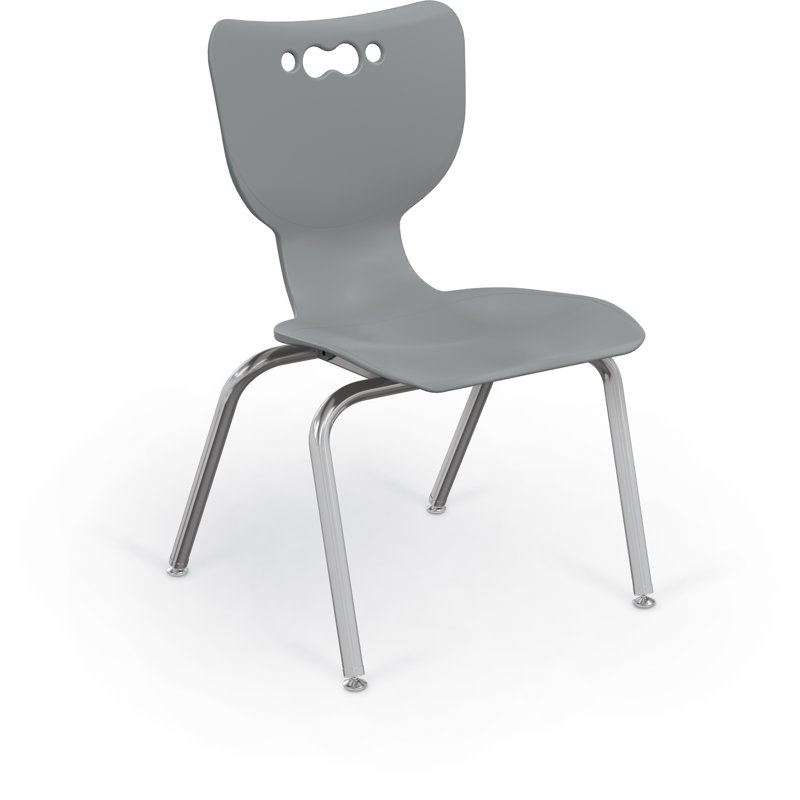 Chaise 18 po Hierarchie 4 pieds, structure chromée, Gris
