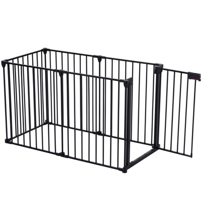 Barrière de 150 po en métal pour escalier. Barrière de jeu configurable à 6 panneaux, maisonnette réglable, arbre de Noël, barrière de foyer. Foyer de clôture, cabane dans les arbres