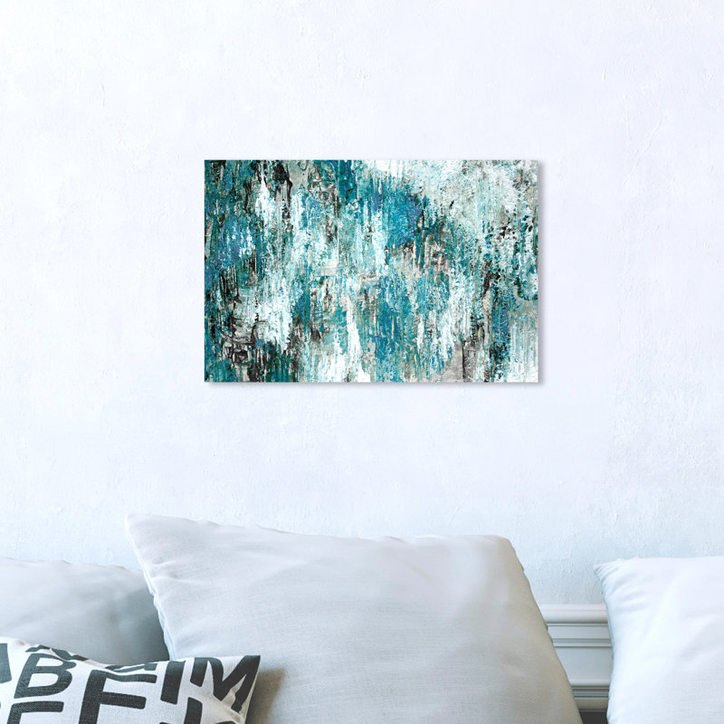 «Abstract Azul Cascade», reproduction d'art sur toile, H 36 po x l 54 po x P 1,5 po, Toile tendue