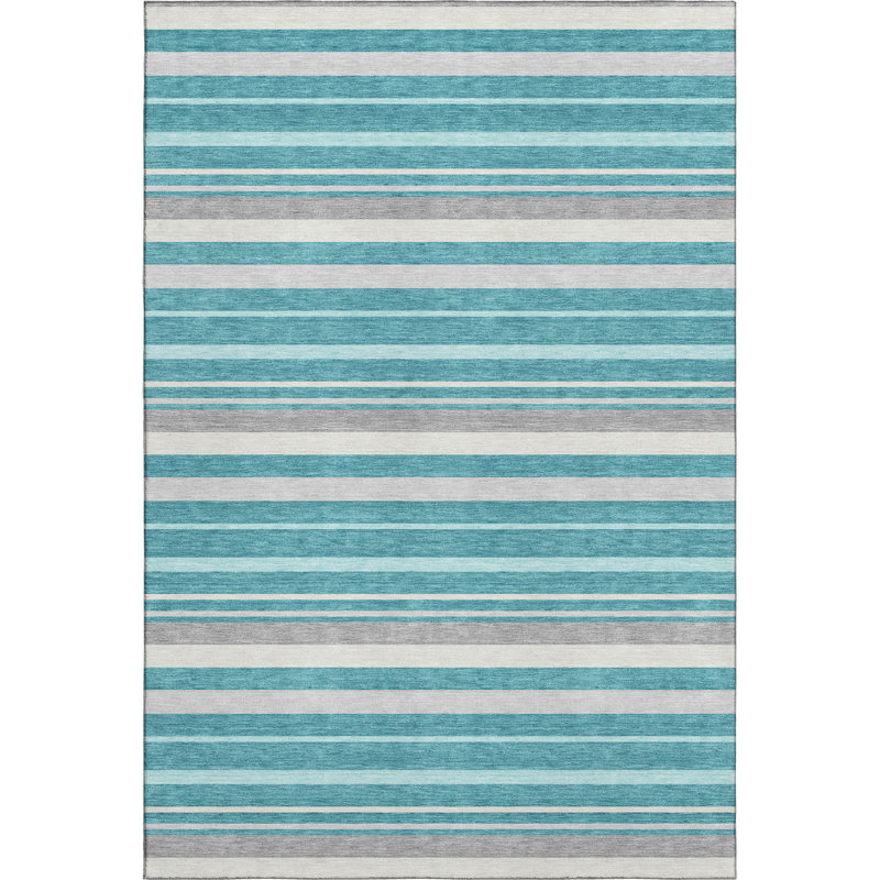 Premium Machine Washable Prisco Teal Rug, Rectangle 9' x 12'