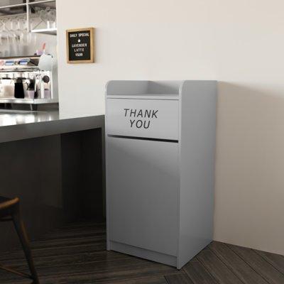 Sony 36-Gal. Wood Commercial Grade Tray Top Trash Receptacle