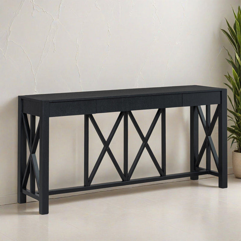 60.08" Console Table Entryway Side Table for Hallway Living Room, Black