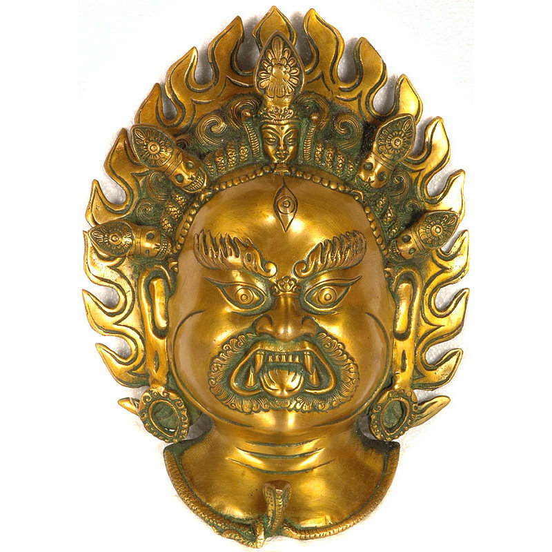 Masque mural tibétain bouddhiste Mahakala