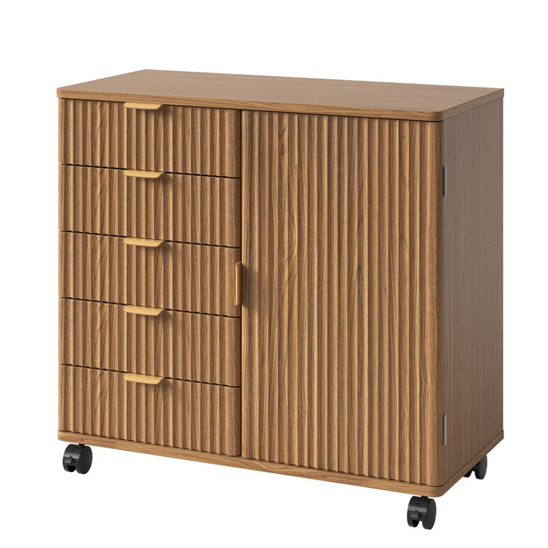 31.5cm Wide 5 -Drawer File Cabinet, Brown/Black