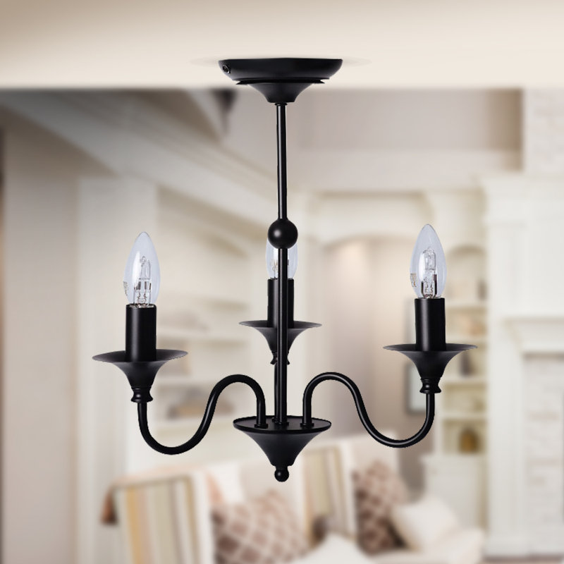 Harwich 3 - Light Candle Style Chandelier, Black