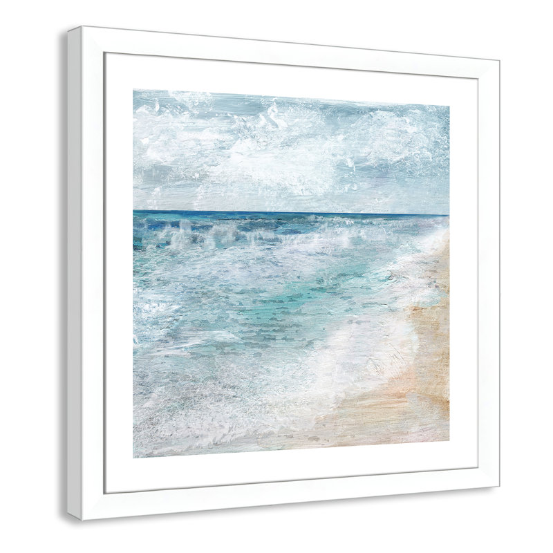 Basel Shore Walk - Picture Frame Painting, Matte White, 29" H x 29" W x 1.25" D