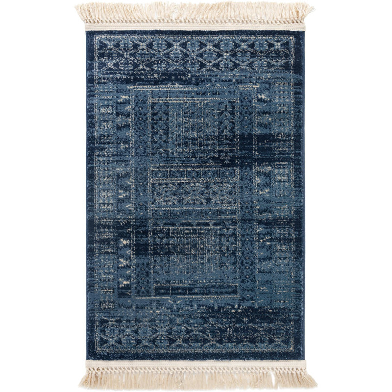 Tapis oriental bleu Angeliya, Rectangulaire 2 pi x 3 pi
