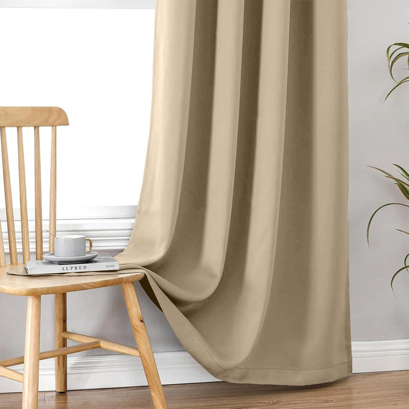 Luxury 230 GSM 100% Blackout Eyelet Room Darkening Curtain Pair, 168 W x 228 D cm, Cream