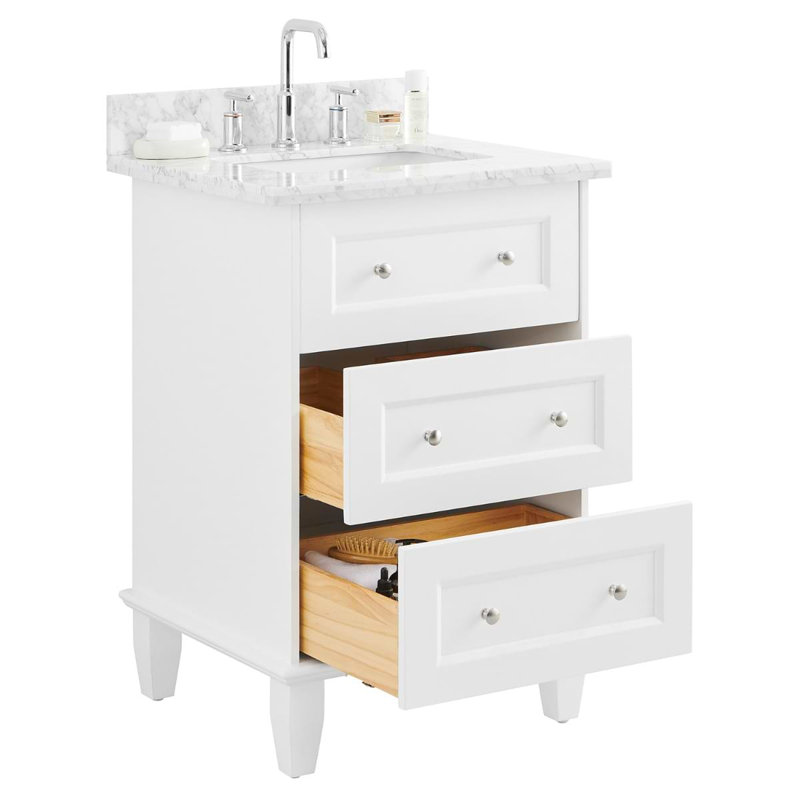 Nora 24" Freestanding Standard Single Bathroom Vanity with Top, White
