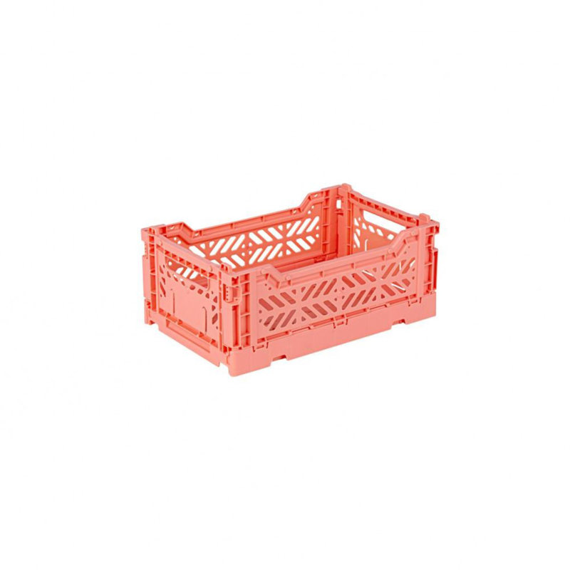 Foldable Plastic Crate, Collapsible Storage Bin to Organize Your Rooms, Collapsible Utility Crate, Salmon Pink