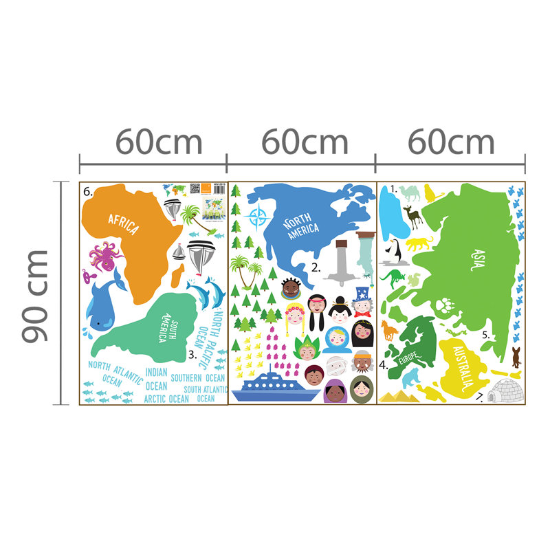 Geography Non-Wall Damaging Wall Decal