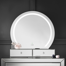 Avione Round Wood Framed Mount to Dresser Makeup Mirror in Silver