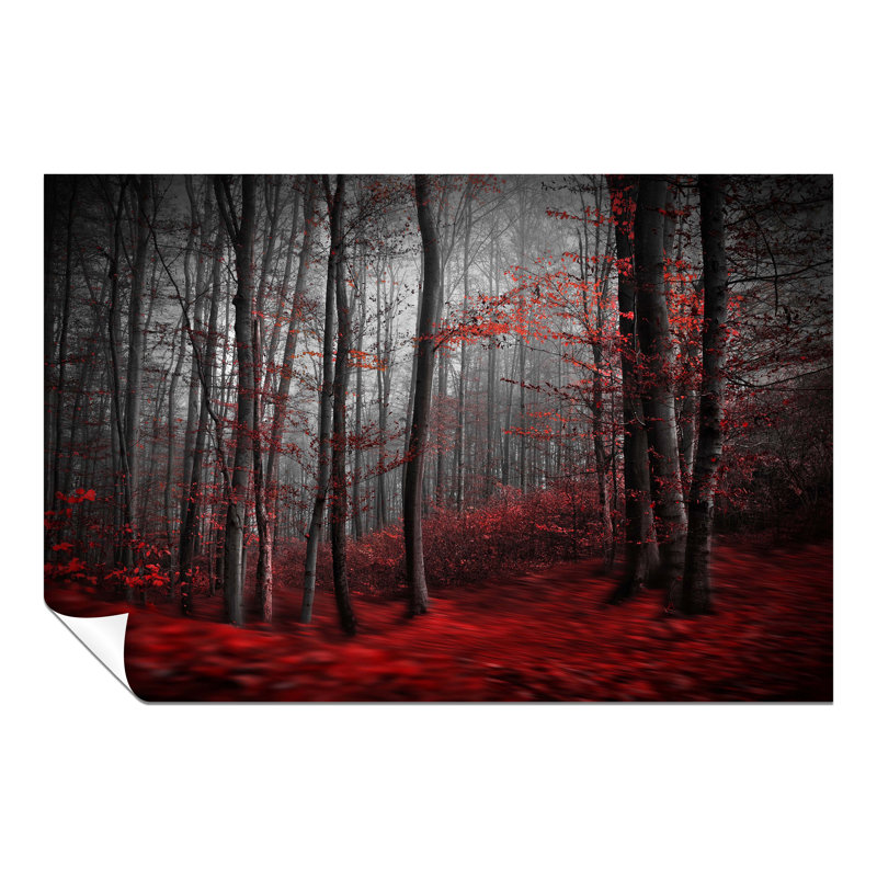 Red Forest Autumn - No Frame Print, 20cm H x 31cm W