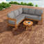 Canapés de patio spacieux, ensemble de coin en L moderne en bois d'acacia pour le jardin