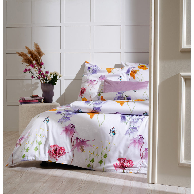 Hylan Purple/Yellow Satin Duvet Cover Set, 135cm x 200cm