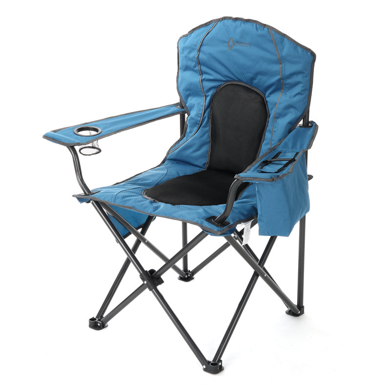 Alloy Steel Portable Folding Camp Chair with Cooler - Blue