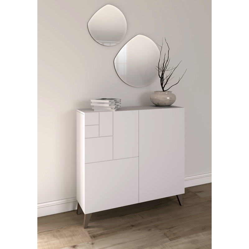 12 Pair Shoe Storage Cabinet, White/Moka
