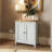 Daris 2 Door Compact Sideboard Buffet Storage Cabinet. 65cm Wide. Solid Oak Top. Polished Chrome Handles. Fully Assembled.