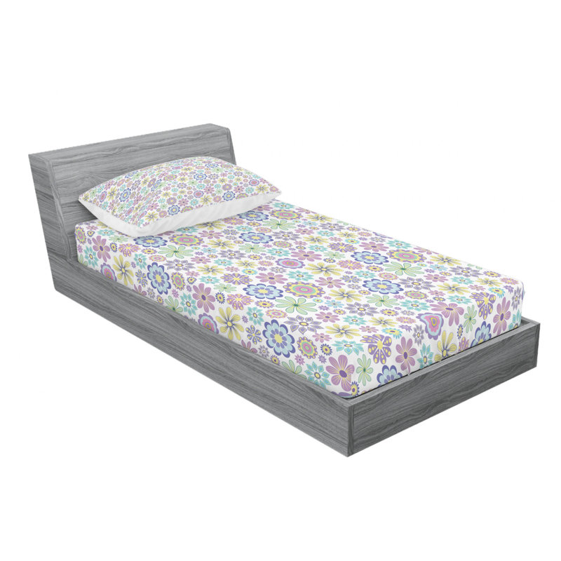 Microfiber Floral Sheet Set, Twin Sheet Set + Fitted Sheet + 1 Pillowcase