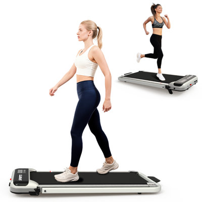 Tapis de course sous le comptoir avec inclinaison, tapis de marche 3 en 1 pliable, moteur de 2,5 ch, 0,6 à 6,2 mi / h, télécommande à 9%, affichage à DEL, ABS + caoutchouc + acier, tapis de course intérieur, équipement réglable