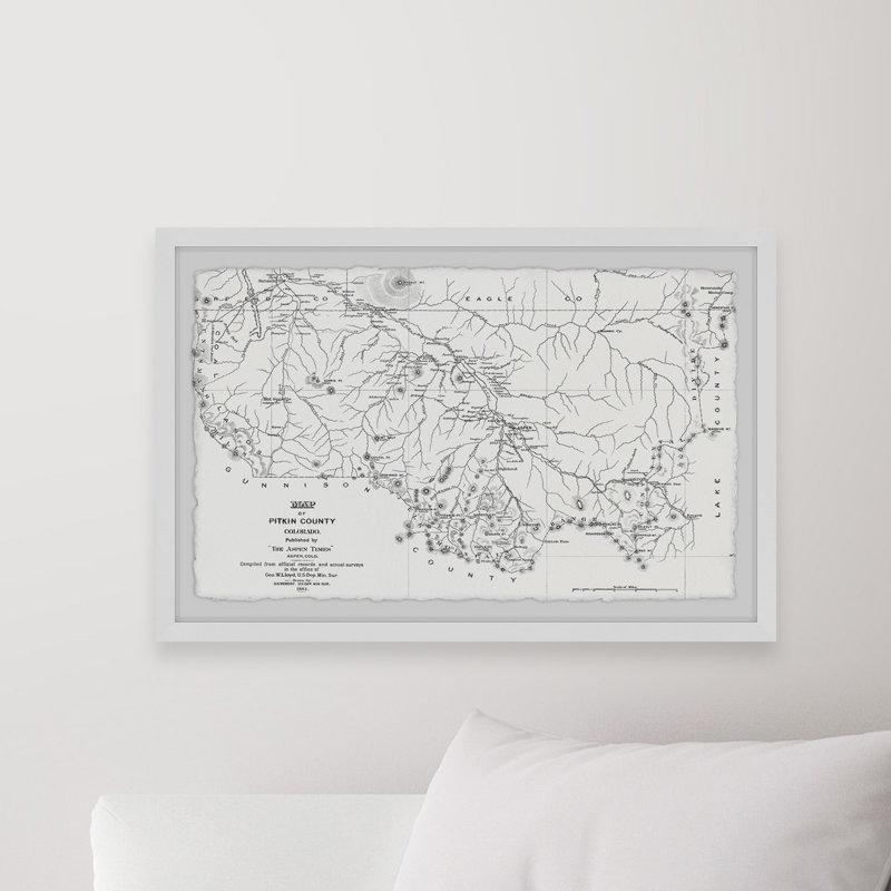 Carte du comté de Pitkin II - impression encadrée sur papier, H 20 po x l 30 po x P 1,5 po