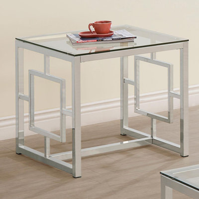 Beaufain Square Tempered Glass Top End Table