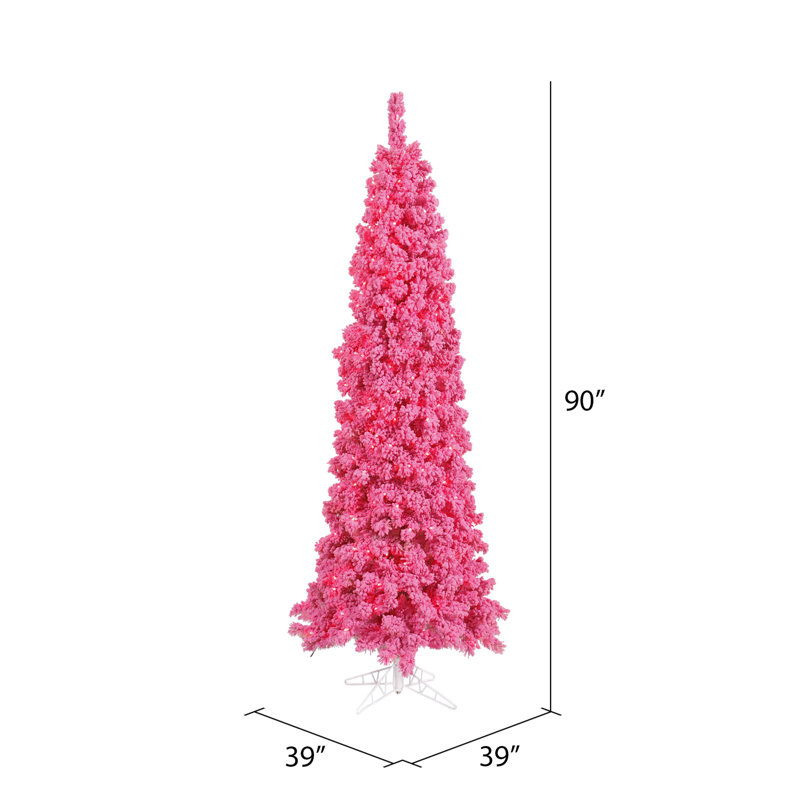 Flocked Pink Fir Artificial Fir Christmas Tree, 7.5' H x 39" W, Not Pre-Lit