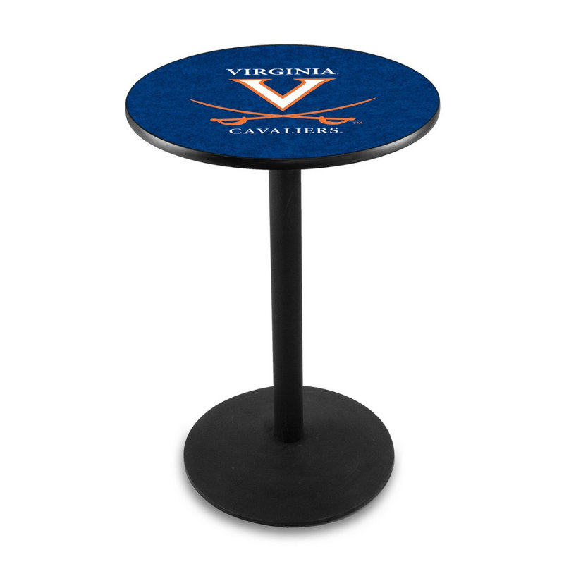 Round Metal Base Dining Table, Black Wrinkle, University of Virginia