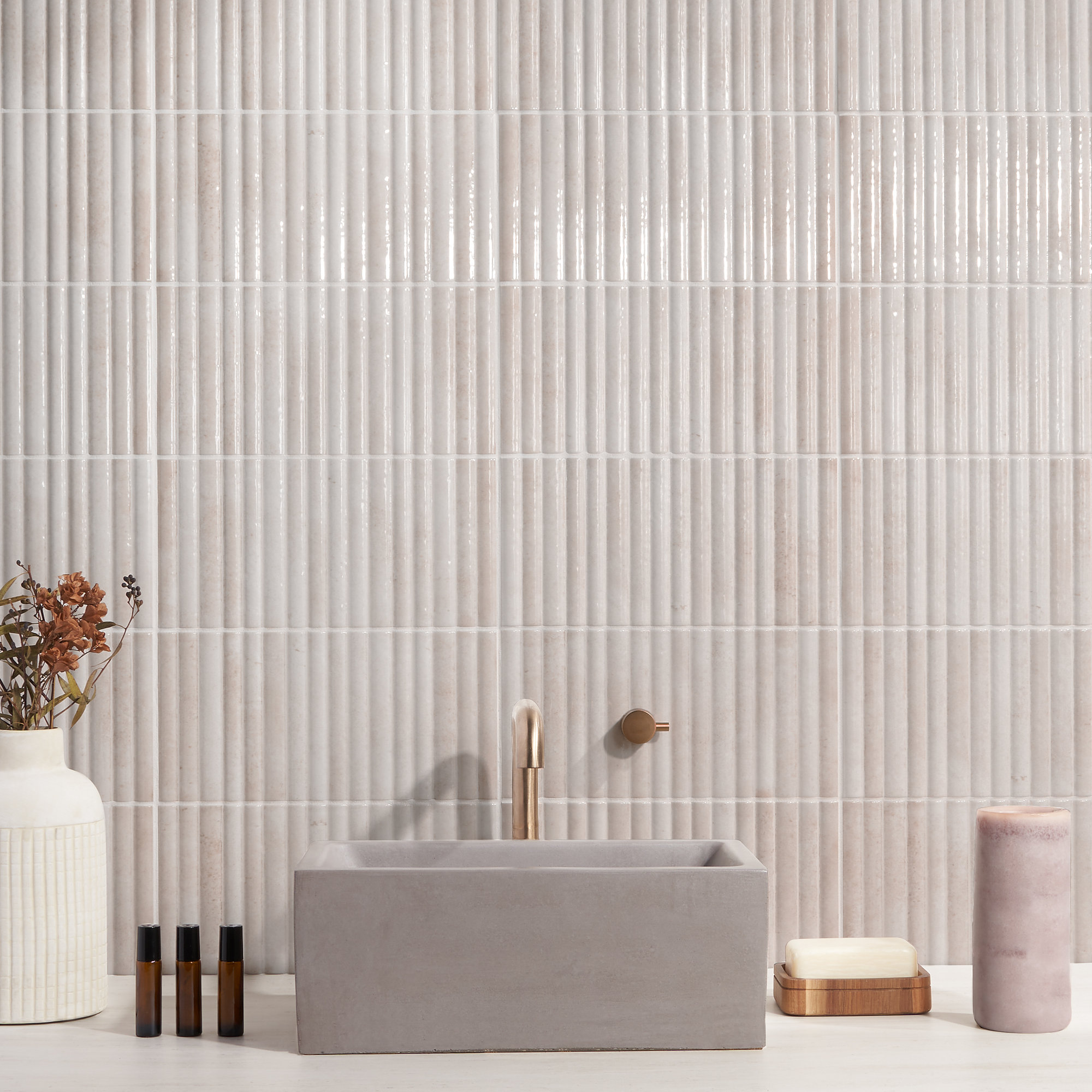 Canu 5.9 In. x 11.81 In. Polished Fluted Ceramic Subway Wall Tile (9.68 Sq. Ft. / Case), White