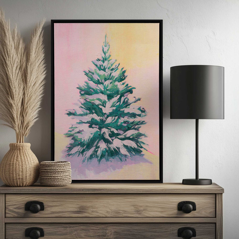 «Tinsel Tree II» par Grace Popp, reproduction d'art sur toile, Cadre flottant sans passe-partout, Tanné, H 18 po x l 12 po