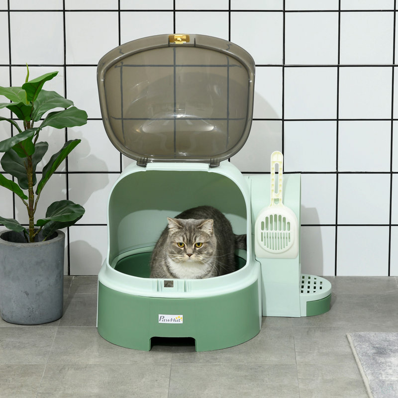 Bac à litière pour chat avec couvercle Pawhut, facile à nettoyer et à ouvrir