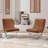 Magdaia 25"W Tufted Leather Upholstered Armless Accent Lounge Chair with Stainless Steel Leg (Set Of 2)-1772524029