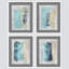 Pastel aquarelle bleu sarcelle jaune, coup de peinture jaune, ensemble de 4 impressions murales abstraites encadrées sur papier, impression de 4 pièces-93012614-93012616