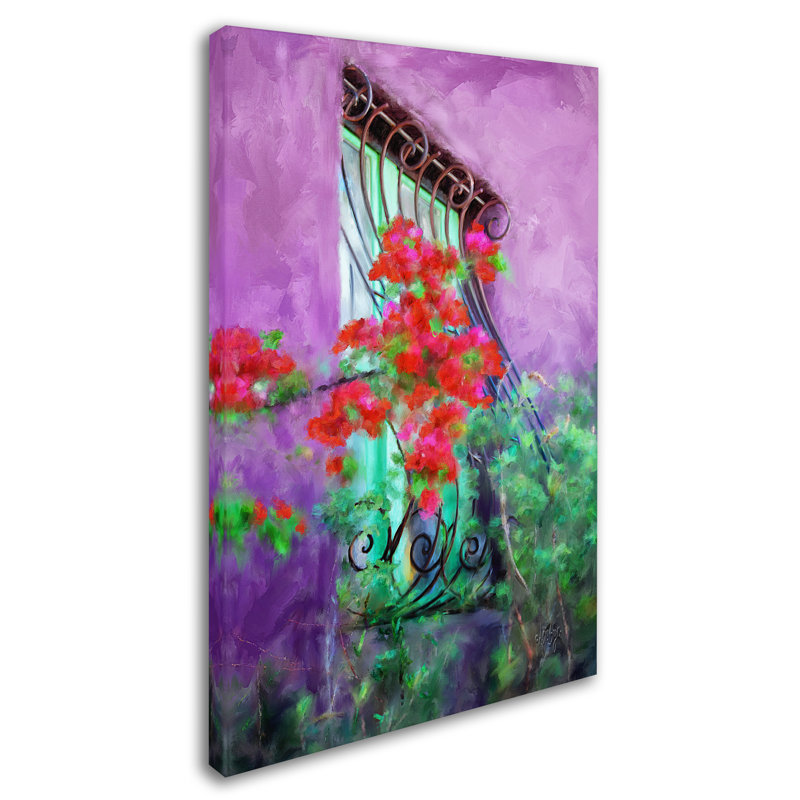 Large Purple and Green Floral Canvas Print