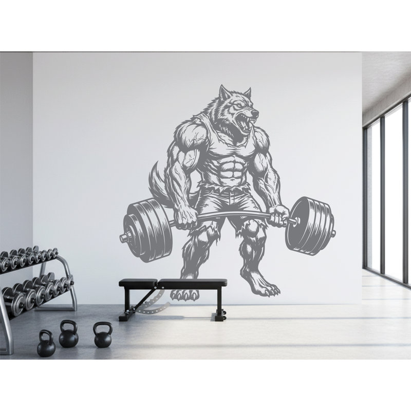 Adhésif décoratif loup pour le gymnase, 17 x 17 pouces, Argent métallique