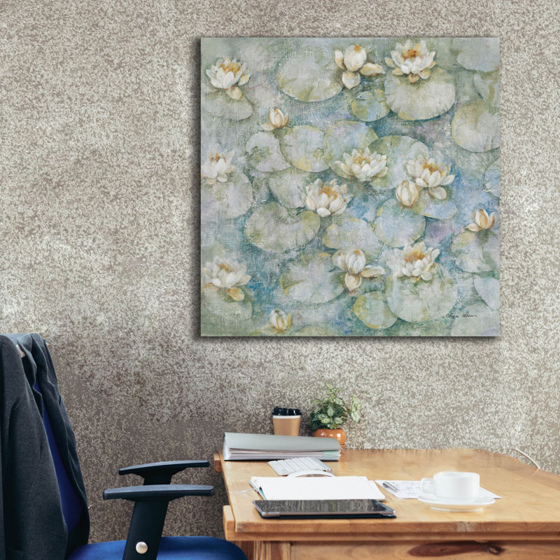 «Water Lilies» par Cheri Blum, art mural sur toile, H 37 po x l 37 po x P 1,5 po