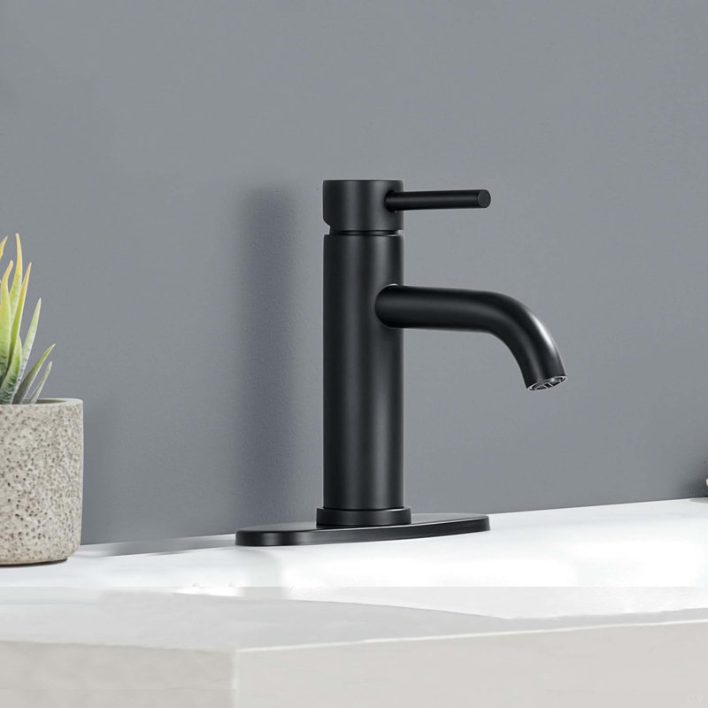 Modern Single Handle Bathroom Faucet Lavatory Faucet Stainless Steel Single Hole, Matte Black