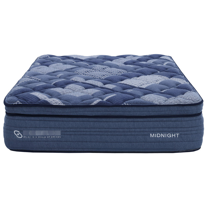 Matelas pleine grandeur 14 po avec mousse à mémoire de forme, couches de mousse, housse souple, comprimé, tissu multi bleu