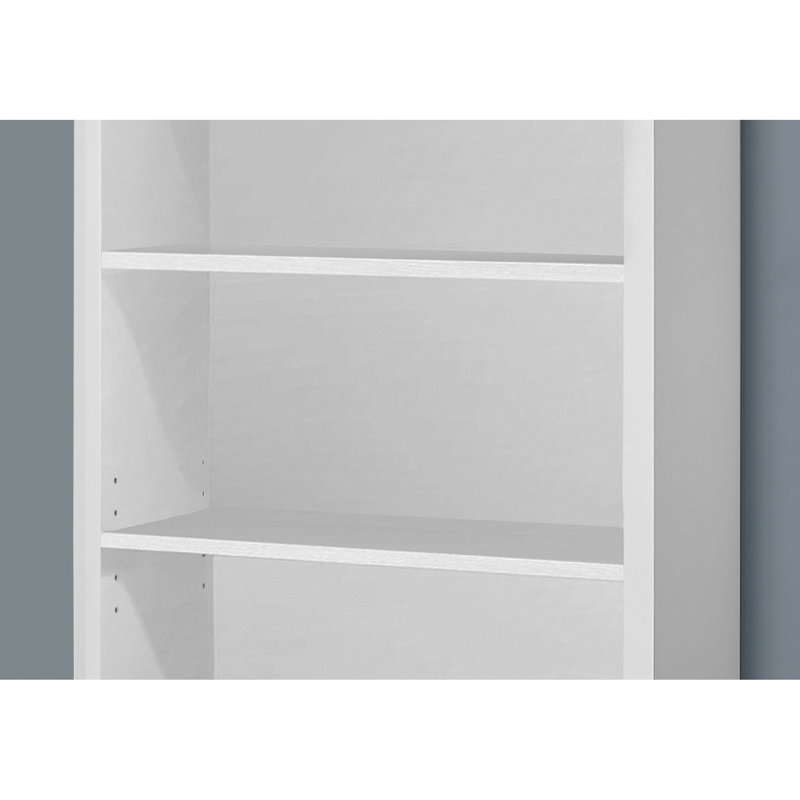 Bibliothèque à 5 niveaux pour bureau et chambre à coucher, H 48 po, stratifié blanc, bibliothèque contemporaine, H 46,18 po, grand bureau / chambre à coucher avec rangement